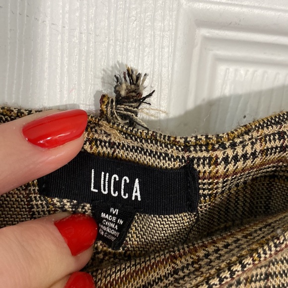 Lucca brown plaid hi rise cropped dress pants medium - Picture 6 of 6